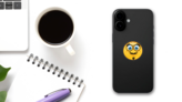 Crazy Silly Facial Hair Emoji Sticker on a Phone (New) example