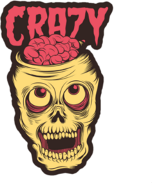 Crazy Skull Illustration Sticker