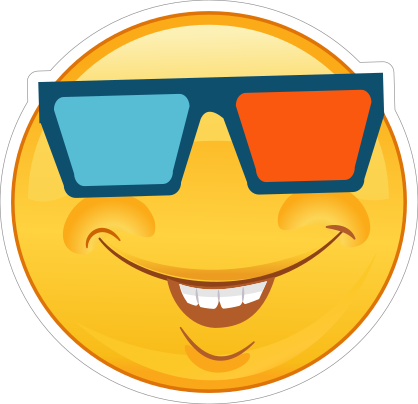 Crazy Smiling Emoji with 3D Glasses Sticker