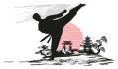 Creative Abstract Illustration Of Karate Fighter Sticker