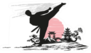 Creative Abstract Illustration Of Karate Fighter Sticker