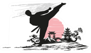 Creative Abstract Illustration Of Karate Fighter Sticker