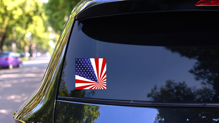 Creative American Flag Sticker on a Rear Car Window (New) example