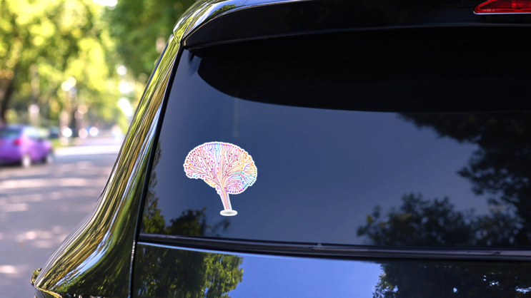 Creative Concept Of The Human Brain Colorful Sticker on a Rear Car Window (New) example