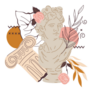 Creative Decorative Greek God Apollo And Plants Illustration Sticker