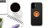 Creative Digital Illustration Leo Lion Sticker on a Phone (New) example