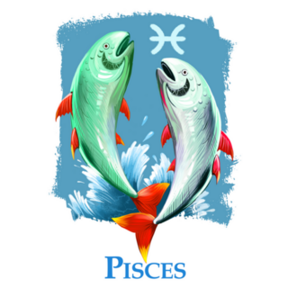 Creative Digital Illustration Pisces Symbol Sticker