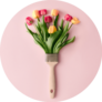 Creative Paint Brush And Colorful Tulip Flowers Sticker