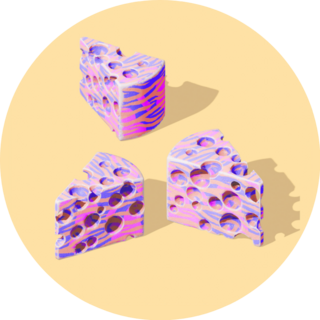 Creative Purple Pieces Of Cheese Food Art Sticker