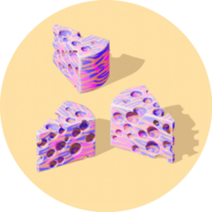 Creative Purple Pieces Of Cheese Food Art Sticker