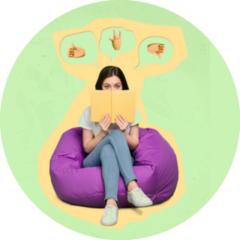 Creative Reading Collage Illustration Sticker