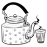 Creative Tea Cup And Kettle With Spoon Drawing Sticker