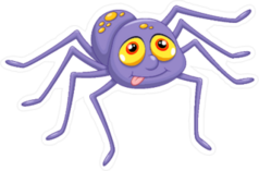 Creepy Purple Spider Cartoon Sticker