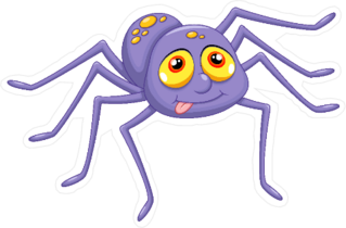 Creepy Purple Spider Cartoon Sticker