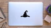 Creepy Witch Hat Sticker on a Laptop (New) example