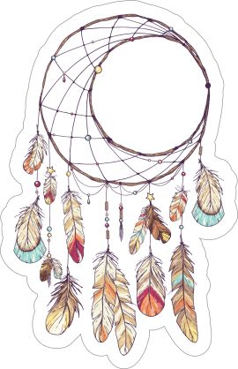 Crescent Moon Dreamcatcher with Feathers Boho Sticker