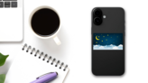 Crescent Moon Stars and Clouds Sticker on a Phone (New) example