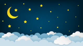 Crescent Moon Stars and Clouds Sticker