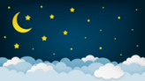 Crescent Moon Stars and Clouds Sticker