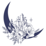 Crescent Moon With Floral Crystals Sticker 