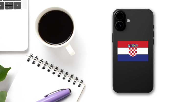 Croatia Country Flag Sticker on a Phone (New) example