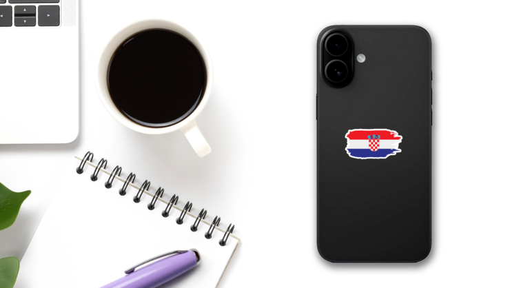 Croatia Flag Illustration Sticker on a Phone (New) example