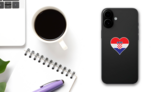 Croatia Heart Flag Sticker on a Phone (New) example