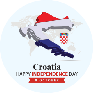 Croatia Independence Day Map Sticker