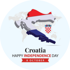 Croatia Independence Day Map Sticker