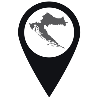 Croatia Map On Pin Icon Sticker