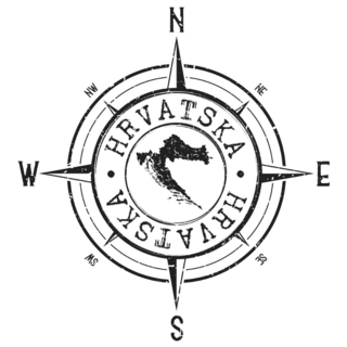 Croatia Stamp Map Compass Sticker