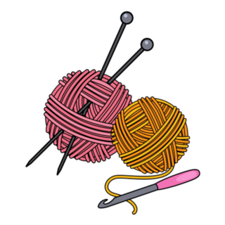 Crochet Hook, Knitting Needles And Threads Sticker