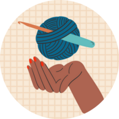 Crocheting Conceptual Hand-drawn Illustration Sticker