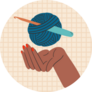 Crocheting Conceptual Hand-drawn Illustration Sticker