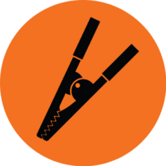 Crocodile Clip Icon Orange Background Mechanic Sticker