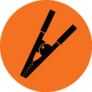 Crocodile Clip Icon Orange Background Mechanic Sticker