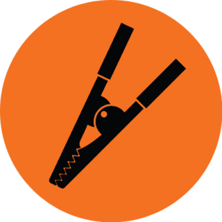 Crocodile Clip Icon Orange Background Mechanic Sticker
