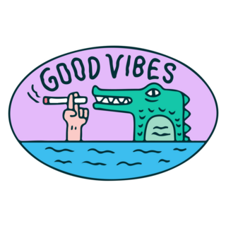 Crocodile Smoke A Cigarette Good Vibes Sticker