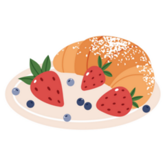 Croissant With Powdered Sugar And Berries French Breakfast Sticker