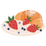 Croissant With Powdered Sugar And Berries French Breakfast Sticker