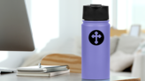 Cross Circle Transfer Sticker on a Water Bottle (New) example