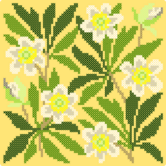 Cross Stitch Anemone Sticker