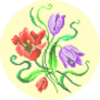 Cross Stitch Flowers Sticker