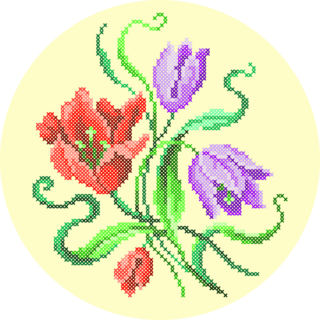 Cross Stitch Flowers Sticker