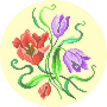 Cross Stitch Flowers Sticker