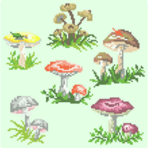Cross Stitch Mushroom Sticker