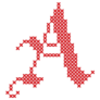 Cross Stitch Red A Sticker