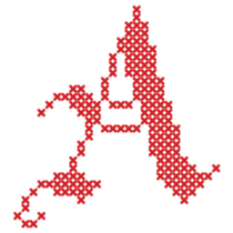 Cross Stitch Red A Sticker