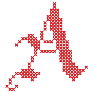 Cross Stitch Red A Sticker