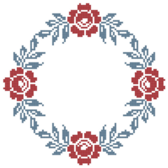 Cross Stitched Wreath Sticker